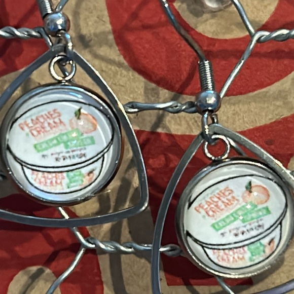 Trader Joe’s earrings 12mm halo peach yogurt - Picture 2 of 3